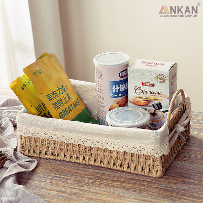 Giỏ Decor Có Quai Xách – Bộ 4 Kiểu Dáng Thủ Công Đẹp Mắt, Lót Vải Vintage, Đựng Đồ & Trang Trí Tinh Tế