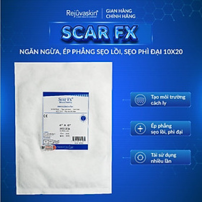 Miếng Dán Ép Sẹo giúp ngăn ngừa hình thành sẹo trên vết thương mới đồng thời làm Xẹp Sẹo Lồi / Phì Đại Rejuvaskin Scar FX 10x20cm