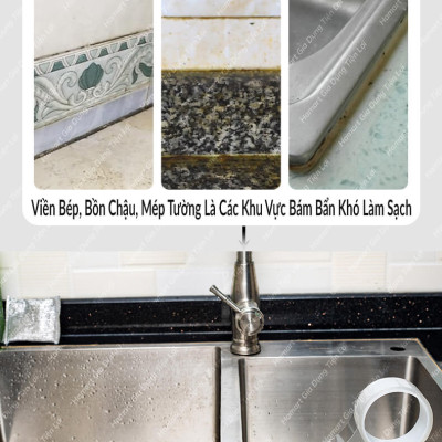 Băng Keo PVC Dán Viền Bếp Chống Dầu Mỡ Bản 3.8cm Băng Dính Dán Mép Tường Chống Ẩm Mốc