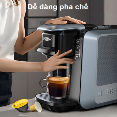 Máy pha cà phê 4 trong 1, Espresso, Viên Nén Nespresso, Nescafe Dolcegusto, Kcup HiBREW H6 - Hàng Chính Hãng