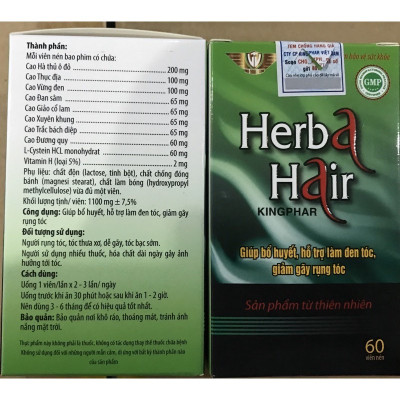 Viên uống dưỡng tóc Herba Hair Kingphar Vinh Thịnh Vượng VV, hộp 60v