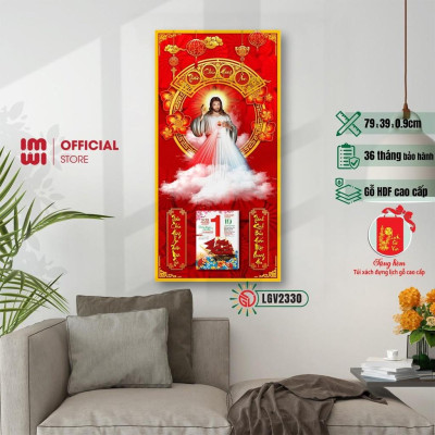 Lịch gỗ Công giáo Chúa Giêsu IMWI LGV2330 - 39cm x 79cm