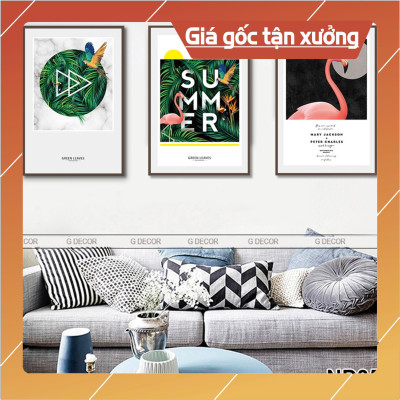 Bộ tranh treo tường phong thủy trang trí nội thất hình lá cây nhiệt đới đẹp và giá gốc tại xưởng
