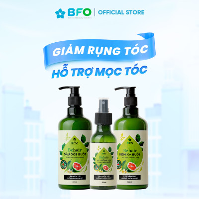 Combo Gội Xả Tinh Dầu Bưởi Thảo Mộc BFO Giảm Rụng Tóc Sạch Gàu Kích Thích Mọc Tóc 500ml ( Xịt Tóc 100ml )
