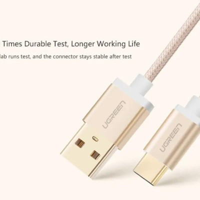 Ugreen UG20858US174TK 0.25M màu Vàng Dây USB 2.0 sang Type-C đầu nhôm dây bọc vinyl - HÀNG CHÍNH HÃNG