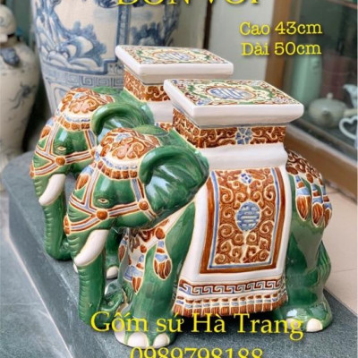 Đôn voi gốm sứ cao 43cm dài 50cm