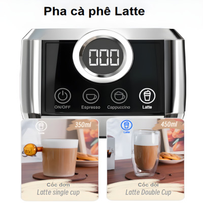 Máy pha cà phê Espresso bán tự động Espresso, Latte, Cappuccino thương hiệu HiBREW H13A - Hàng Chính Hãng