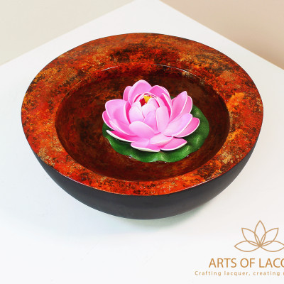 Bát Sơn Mài Thả Hoa Tròn