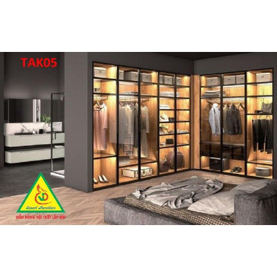 Tủ quần áo cánh kính khung nhôm hiện đại cánh mở TAK05 ( giá mét vuông tủ) - Nội thất lắp ráp Viễn Đông Adv