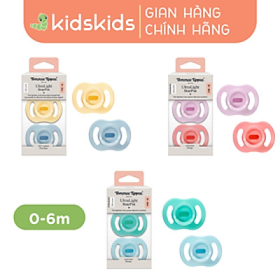 Ty ngậm silicon siêu nhẹ cho bé Tommee Tippee Ultra Light 0-6 tháng (vỉ đôi)