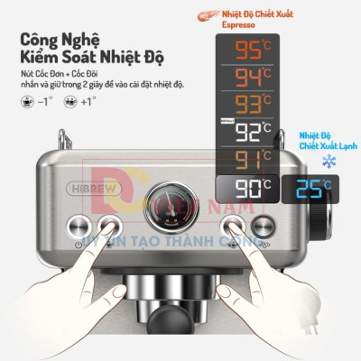 Máy pha cà phê Espresso chuyên nghiệp thương hiệu HiBREW H10A , áp suất 20bar , công suất 1350W - Hàng Chính Hãng