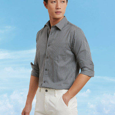 Áo Sơ Mi Sọc Tay Dài Ninomaxx Sơ Mi Phong Cách N&M 2101082