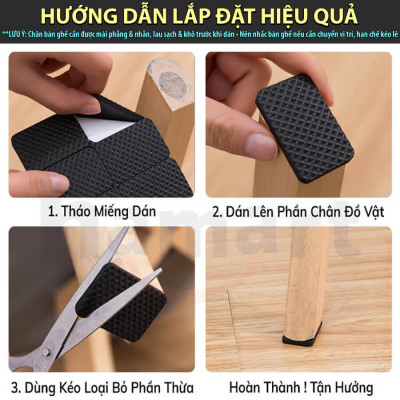 Miếng Dán Chân Bàn Ghế Chống Trượt Bọc Lót Chân Bàn Ghế Vuông Tròn Chống Ồn Chống Xước Nền Nhà
