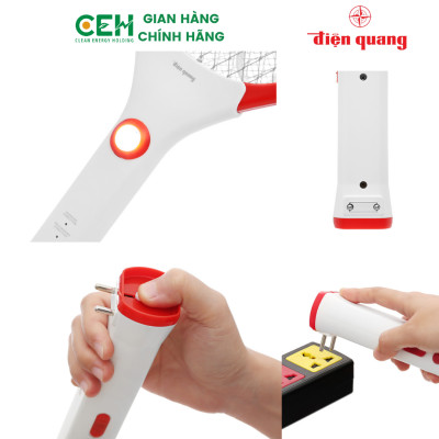 Vợt muỗi Điện Quang ĐQ EMR02 WR (Trắng-đỏ)