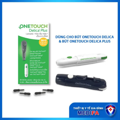 Combo 25 que thử đường huyết One Touch Ultra Plus và 25 kim lấy máu One Touch Delica Plus, Hàng chính hãng