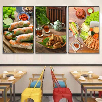 Tranh treo tường trang trí decor quán gỏi cuốn tặng kèm đinh 3 chân