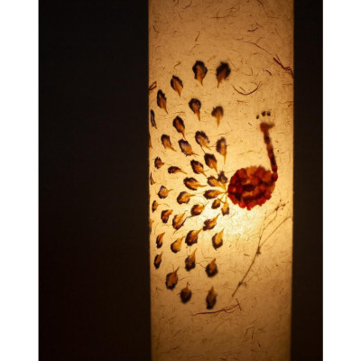 Đèn để bàn giấy dó hoa khô chú công