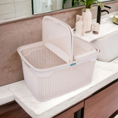 GIỎ LÀN QUAI XÁCH CÓ NẮP HOA MỘC TẤM ĐỰNG ĐỒ CHO MẸ VÀ BÉ ĐI SINH ĐA NĂNG - GIỎ LÀN KIỂU DÁNG MÀU SẮC PHONG CÁCH HÀN QUỐC