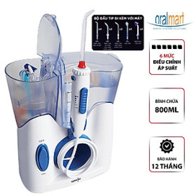 Máy tăm nước gia đình Waterjet Flosser Ultra (12 đầu tăm, dùng được cho người niềng răng, có đầu cạo lưỡi, đầu hút mũi)