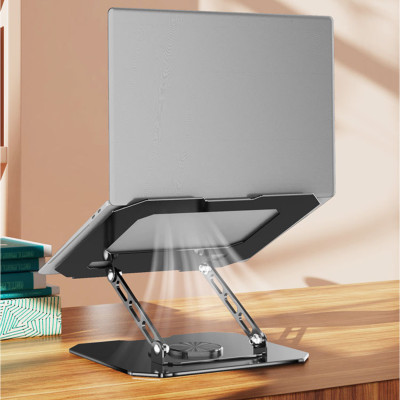 Kệ đỡ giá đỡ đế tản nhiệt cho laptop, máy tính hợp kim nhôm gấp gọn xoay 360 độ nhiều nấc độ cao K2 - Hàng chính hãng