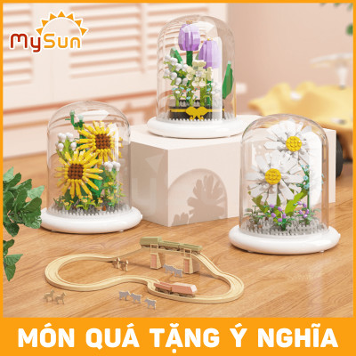 Lắp ráp mô hình HOA Sen Tuilip Hướng dương có đèn LED ngủ trưng bày MySun