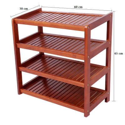 Kệ Giày Dép Gỗ Tự Nhiên 4 Tầng Rộng 60cm (Vàng)