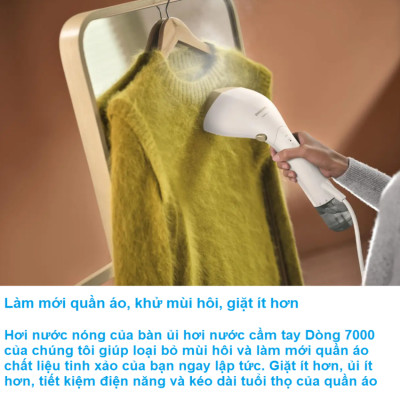 Bàn ủi hơi nước cầm tay 2 trong 1 Philips STH7030/18, công suất 1500W - Hàng Chính Hãng