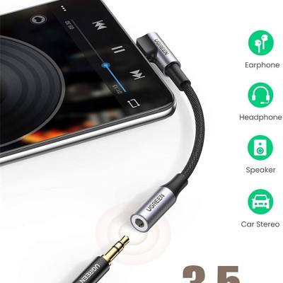 Ugreen UG80723AV167TK bộ chuyển đầu USB Type-C bẻ góc 90 độ ra 3.5mm Audio - HÀNG CHÍNH HÃNG