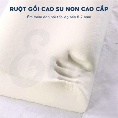 Gối cao su non người lớn EMA kèm vỏ sợi tre kháng khuẩn, thiết kế lượn sóng, chống đau cổ vai gáy