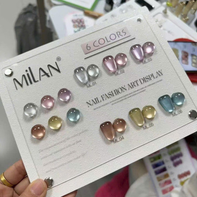 Set Sơn Mắt Mèo Cực Quang Milan 6 Màu Siêu Sáng Làm Nail Ánh Trắng Hồng, Chất Đậm Mướt, Dùng Nam Châm Đẩy Lên Màu Chuẩn Cực Đẹp