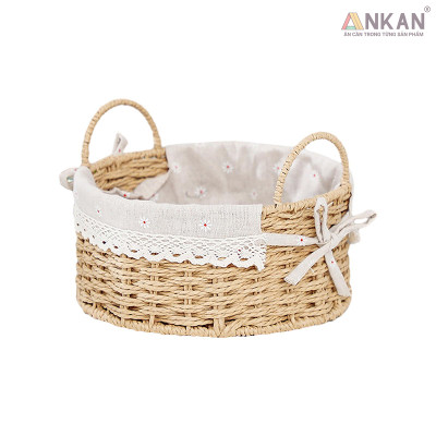 Giỏ Decor Có Quai Xách – Bộ 4 Kiểu Dáng Thủ Công Đẹp Mắt, Lót Vải Vintage, Đựng Đồ & Trang Trí Tinh Tế