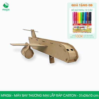 MFK06I - Máy bay thương mại carton - 31x24x10cm - Đồ chơi lắp ráp mô hình từ bìa carton cứng cao cấp