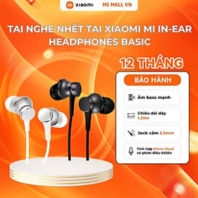 Tai Nghe Nhét Tai Xiaomi Mi In-Ear Headphones Basic (Black/Silver)_Hàng Nhập Khẩu