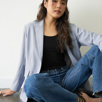 DOTTIE - Áo vest dáng rộng cài khuy - Xám - T0705