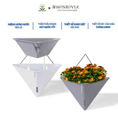 Chậu tự tưới treo tường tam giác MONROVIA K104, chất liệu PP, móc treo tiện lợi, trồng hoa, cây cảnh