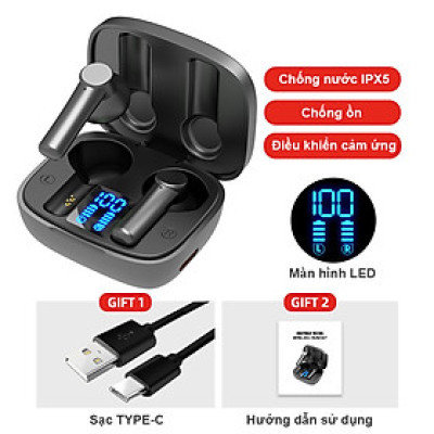 Tai nghe Bluetooth 5.0 không dây Bluetooth chống nước Tai nghe âm thanh nổi TWS - Hàng Chính Hãng PKCB