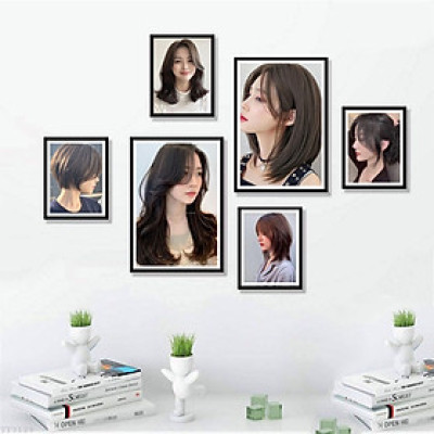 Tranh treo tường trang trí decor tiệm tóc nữ tranh có khung chắc chắn kèm đinh treo