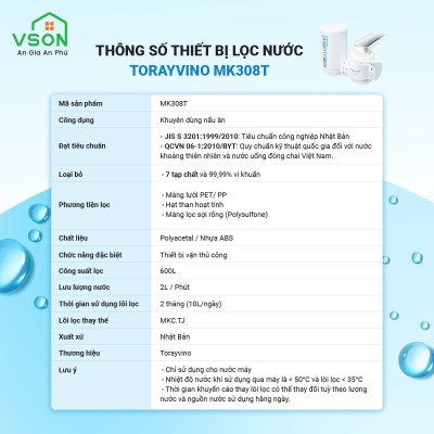 Thiết Bị Lọc Nước Tại Vòi Toray Torayvino MK308T - Hàng chính hãng