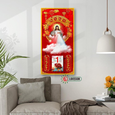 Lịch gỗ Công giáo Chúa Giêsu IMWI LGV2330 - 39cm x 79cm