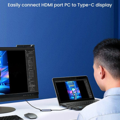 Ugreen UG70693CM323TK 4K 60hz Bộ chuyển đổi HDMI sang USB Type-C màu ghi xám có cổng cấp nguồn micro usb 5v - HÀNG CHÍNH HÃNG