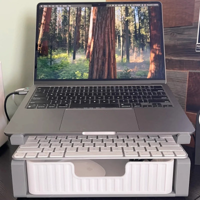 Giá đỡ laptop 2 tầng có hộc tủ, tháo rời dễ dàng, tiện lợi