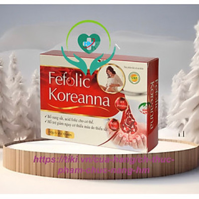 Viên Bổ Máu Fefolic koreanna- Hộp 60 Viên - Bổ Sung Fe, Acid Folic Cho Cơ Thể, Giảm Nguy Cơ Thiếu Máu Do Thiếu Sắt, Vinaphar