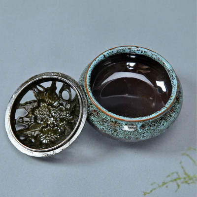 Chén xông trầm 05 xanh lá chất liệu gốm cao cấp