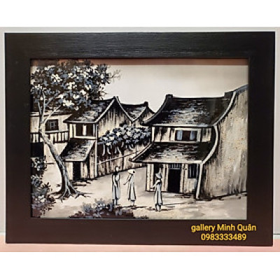 10 MẪU TRANH SƠN MÀI PHỐ CỔ HÀ NỘI ĐEN TRĂNG