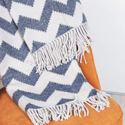 SCATTER BOX Vỏ chăn sofa cao cấp nhập khẩu Ireland Anh Quốc ZIGGY màu NAVY/ GREY kích thước 127X178CM phong cách hiện đại