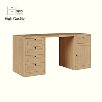 HAPPY FURNITURE , MATTA - Bàn làm việc 5 ngăn kéo 1 cửa mở , BAN_124 , 160cm x 59cm x 75cm DxRxC