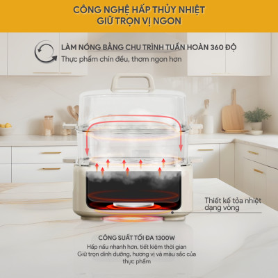 Nồi Hấp Đa Năng BlueStone MPB-7238 - 17 lít - 1300W - Điều khiển cảm ứng - Hàng Chính Hãng