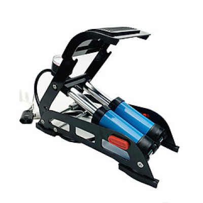 Bơm xe máy  - Bơm xe đạp chân - Bơm đạp chân 2 ống đa năng - Bơm hơi đạp chân mini cho ô tô, xe máy, xe đạp, bơm bóng, phao bơi
