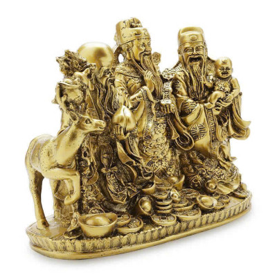 Tượng Phước Lộc Thọ chùm CTT6 26.7 x 12 x 21.5 cm mạ vàng hoặc màu xanh lựa chọn