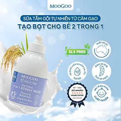 Sữa Tắm Gội Tự Nhiên Từ Cám Gạo Tạo Bọt Cho Bé 2 Trong 1 - MooGoo